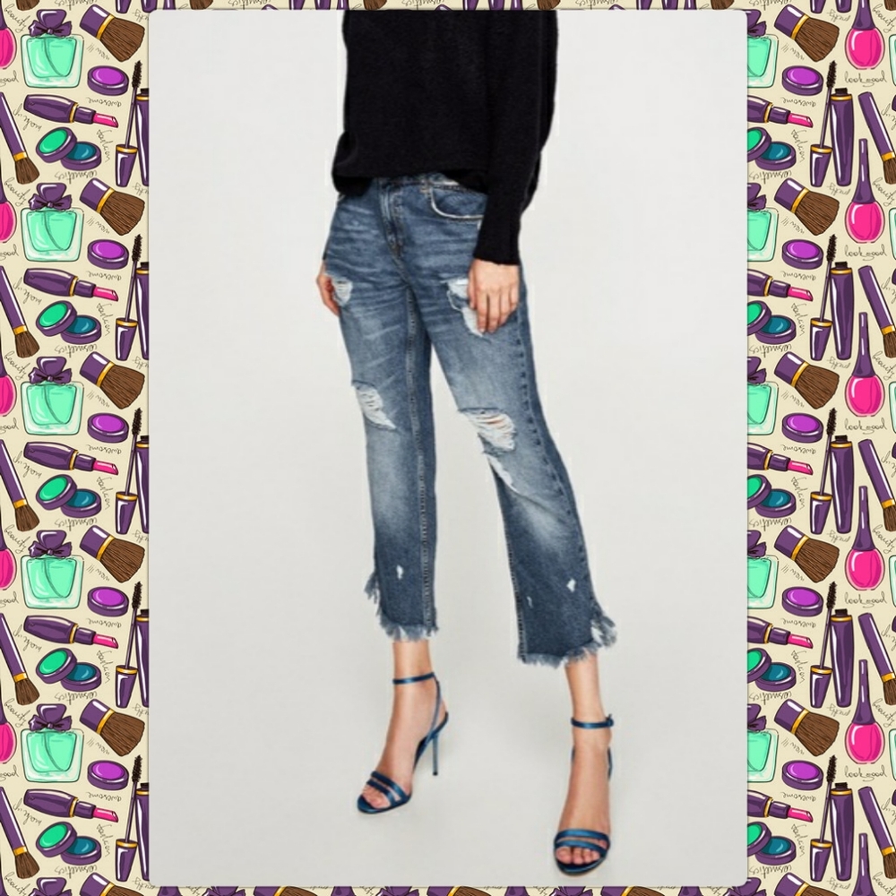 Zara High Rise Cropped Jeans